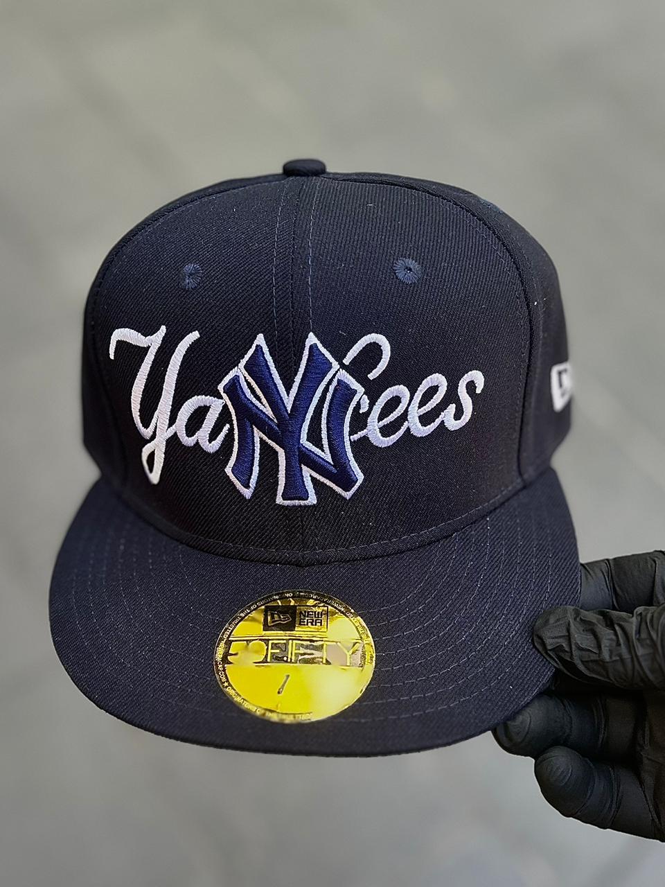 New Era 59Fifty New York Yankees Overlap Fitted Hat Dark Navy Blue