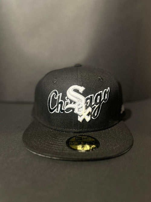 Men's Chicago White Sox New Era Black Overlap 59FIFTY Fitted Hat