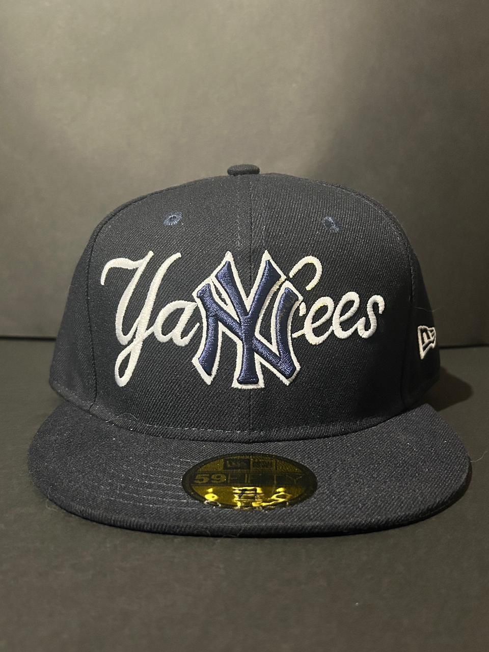New Era 59Fifty New York Yankees Overlap Fitted Hat Dark Navy Blue