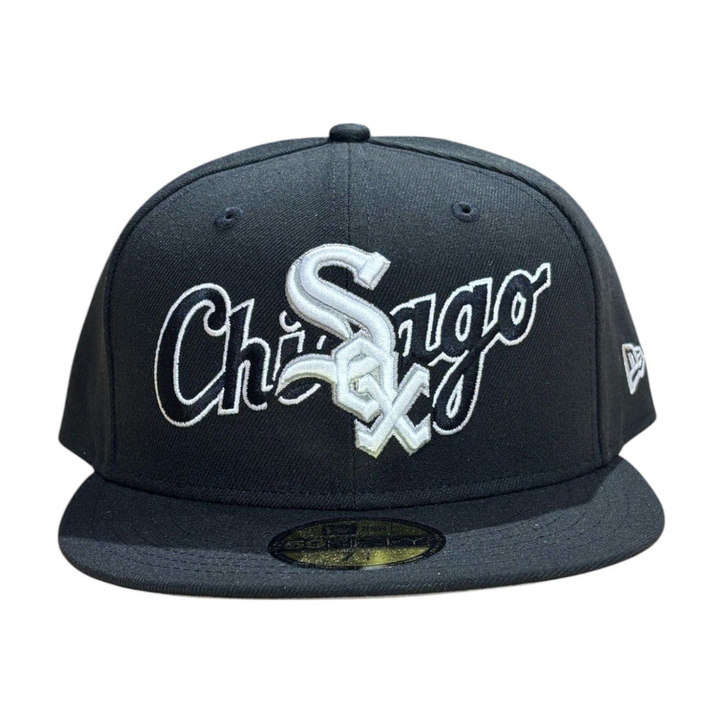 Men's Chicago White Sox New Era Black Overlap 59FIFTY Fitted Hat