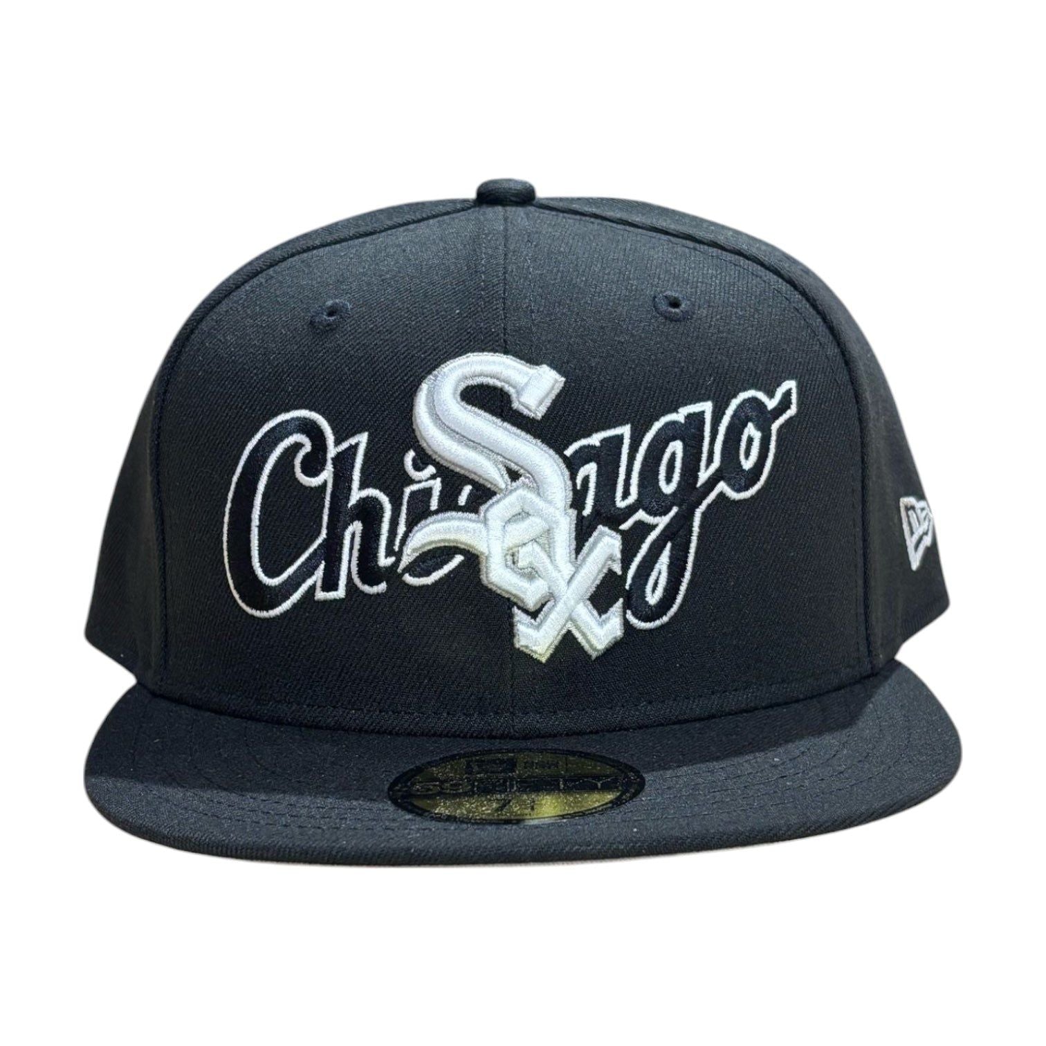 Men's Chicago White Sox New Era Black Overlap 59FIFTY Fitted Hat